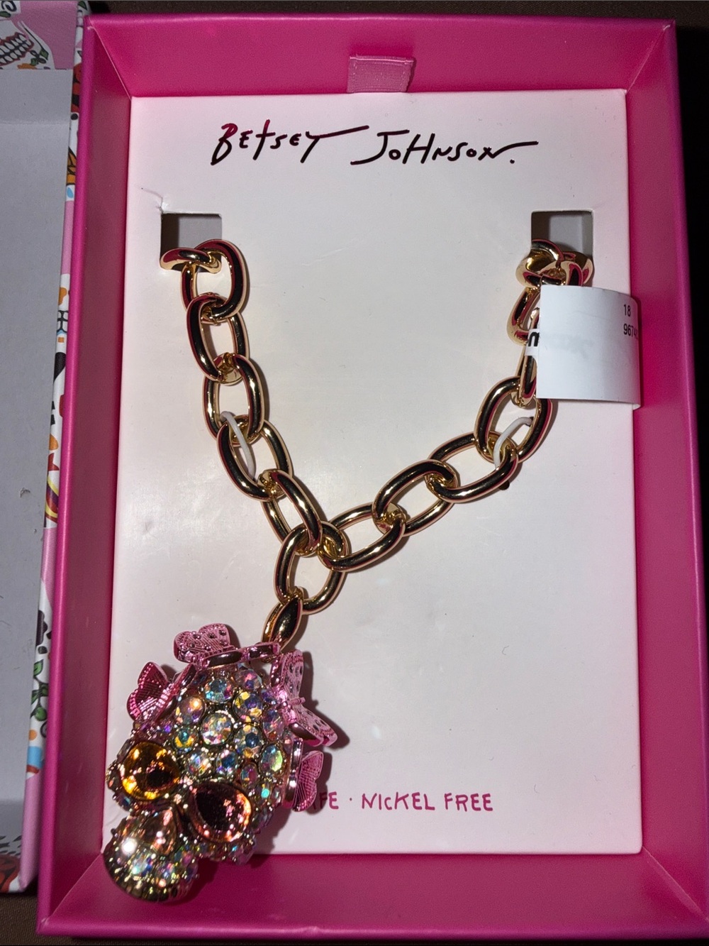 Betsey Johnson Pink Sugar Skull Necklace #halloween #halloweenjewelry